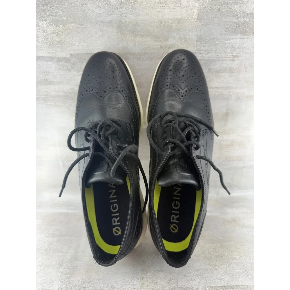 Cole Haan OriginalGrand Black Leather Wingtip Oxford Shoes C33804 Men Sz 9.5 M